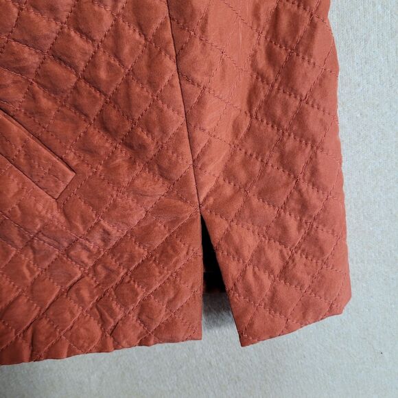 Eileen Fisher 100% Silk Vest Womens M Terracotta Quilted Snap Front Lightweight - Picture 8 of 13